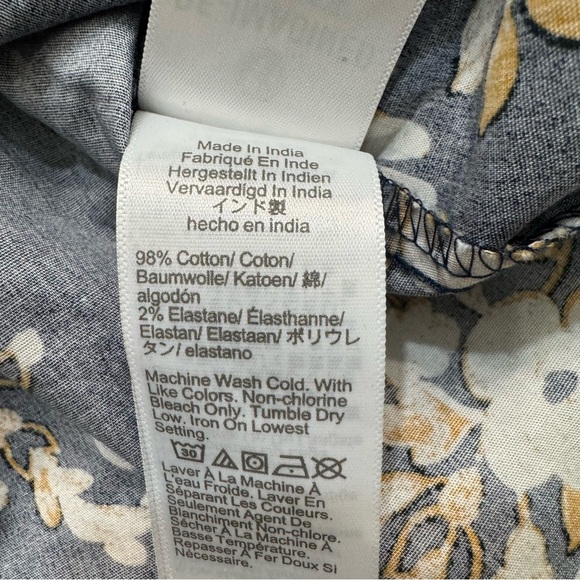 J.Crew Factory Dark Floral Button Up Shirt Ruffle Long Sleeve Office Cotton XXL - Picture 6 of 6